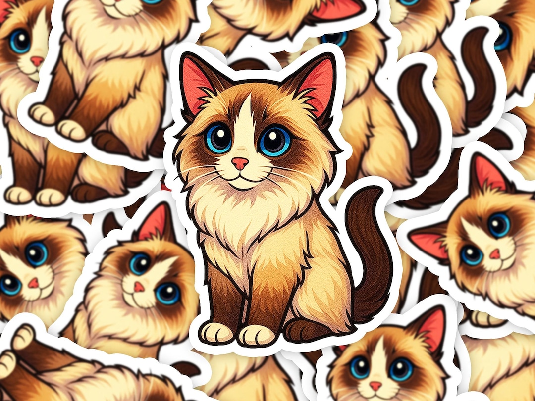 Ragdoll Cat Sticker, Chibi Kitty Vinyl Decal, Cute Cat Lover Gift ...