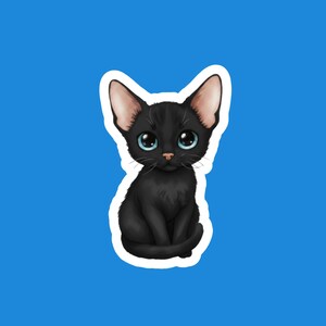 Devon Rex Black Cat Sticker | Kawaii Vinyl Decal