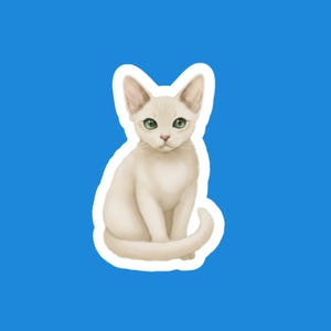 Devon Rex Solid Cream Cat Sticker | Watercolor Vinyl Decal