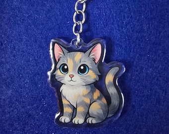 Dilute Tortoiseshell Kawaii Style - Acrylic Keychain