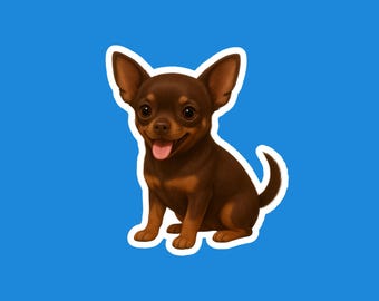Chihuahua Chocolate Dog Stickers – Die-Cut Watercolor Vinyl Sticker — Handmade Vinyl Sticker, 3", UV-Protected, Made in the USA