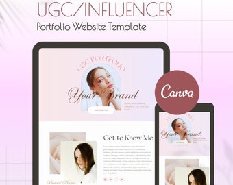 Stunning UGC Portfolio Canva Website | For Content Creators & Influencers | Easy-to-Use Template | Showcase Your Work Beautifully
