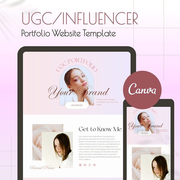 Stunning UGC Portfolio Canva Website | For Content Creators & Influencers | Easy-to-Use Template | Showcase Your Work Beautifully