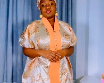 Robe boubou en brocart/ boubou en brocart/ caftan owanbe/ robe caftan/ boubou/ caftan/ robe kimono/ robe de soirée/ boubou africain.