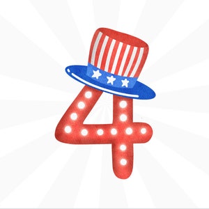 4th of July number 4 with hat outline Cookie Cutter STL 3D print file digital download - patriotic