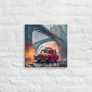 Canvas Poster Wall Art Retro Fire Engine Home Decor