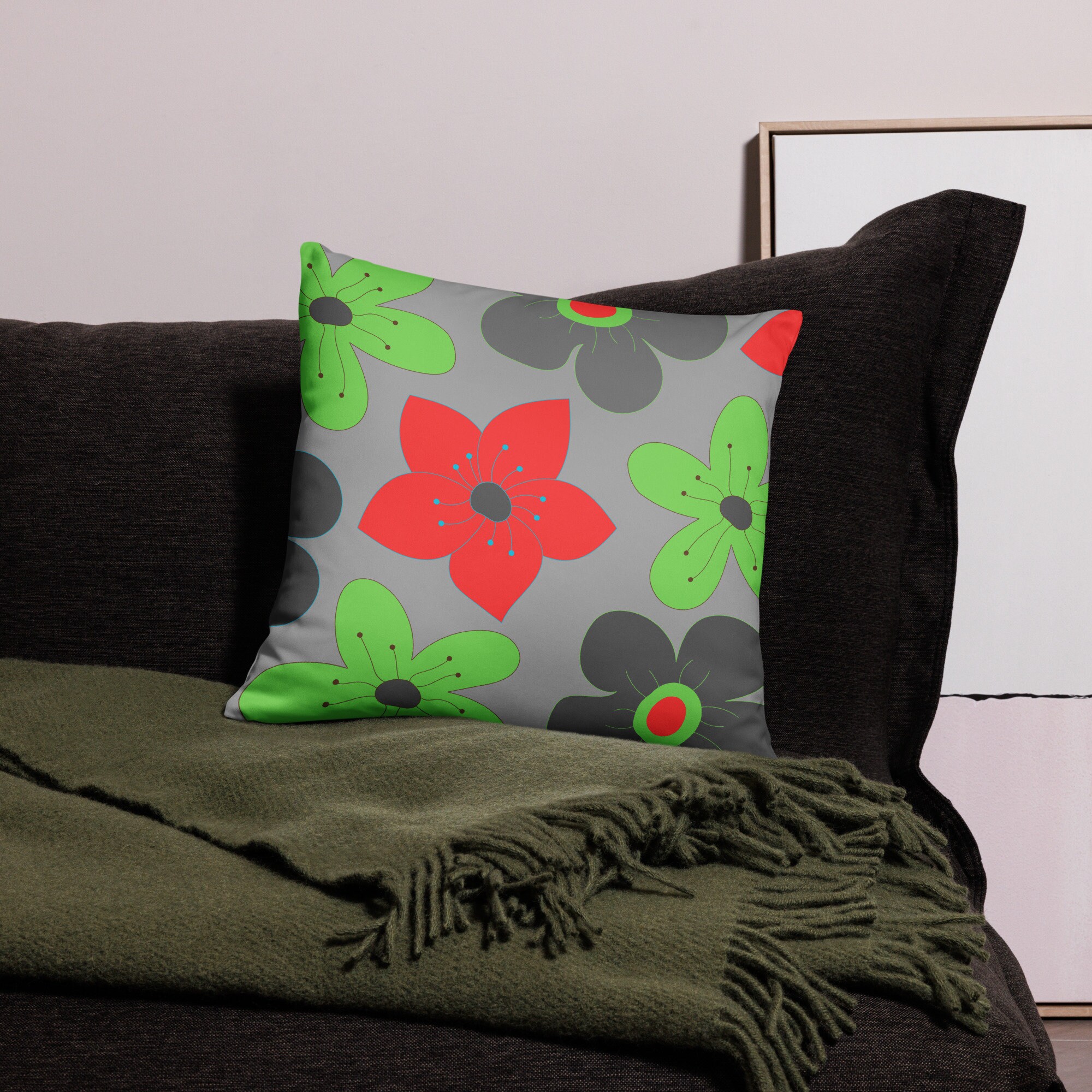 Kissenbezug 50x90 Cm – Baumwollsamt, Blumen-Schmetterling-Druck, Mit Reißverschluss, Für Sofa & Bett