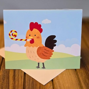 Handmade chicken birthday card, cool chick card, quirky fun chicken birthday card