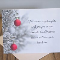 thumbnail image 2 of Personalised 'Thinking Of You This Christmas' Card | Blue Handmade Folded Card For Family, First Christmas Without You 2 of 4