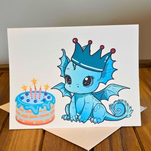 whimsical and cute dragon birthday card