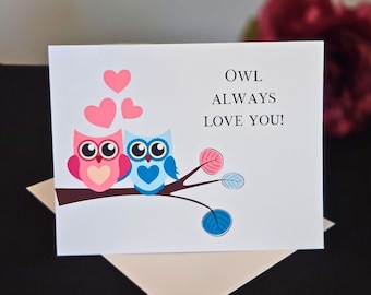 handmade owl valentine card, valentine gift