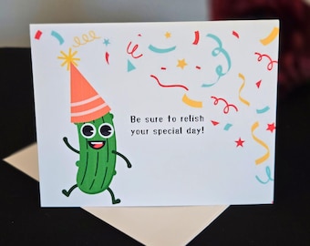 Pickle pun birthday card