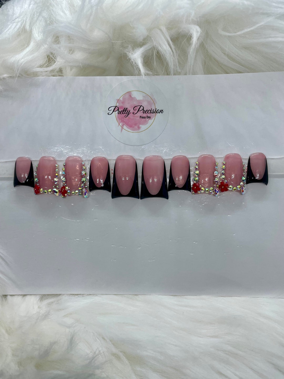 Black French Tip Duck Nails | Press on Nails | Duck Nails | Duck Press
