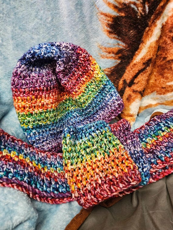 Handmade Colorful Crochet Hat and Scarf Set Crochet Granny Square Scarf Hat Set,handmade Knit Winter  main image 2