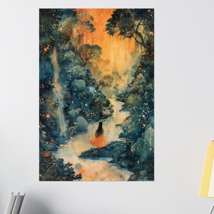 Impression d&#39;art cascade japonaise : décoration murale paysage enchanté