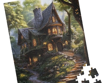 Medieval Stone Cottage Jigsaw Puzzle: Woodland House Challenge
