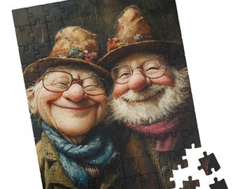 Lifelong Companions Jigsaw Puzzle, Portrait of Two Old Friends, Heartwarming Gift for Family, Friendship or Brothers