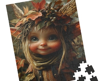 Autumn Forest Elf Portrait Puzzle, Fall Forest Elf Child Jigsaw, Gift for Kids and Adults, Family Activity