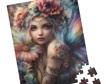 Ethereal Fairy Portrait Puzzle, Magical Floral Fantasy Art Jigsaw, Dreamy Fairycore Fantasy Artwork, Gift for Kids & Adults