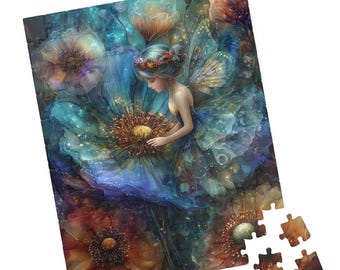 Bloom Fairy Puzzle, Magical Floral Fantasy Jigsaw, Dreamy Fairycore Fantasy Artwork, Gift for Kids & Adults