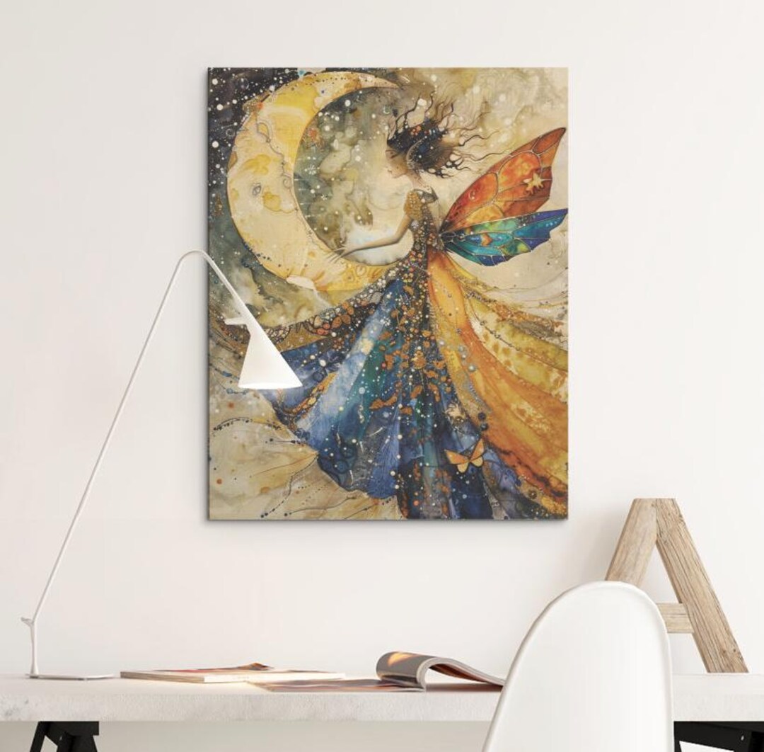 Moon Fairy III Print/poster. Watercolor Faerie Wall Art. Fantasy Decor ...