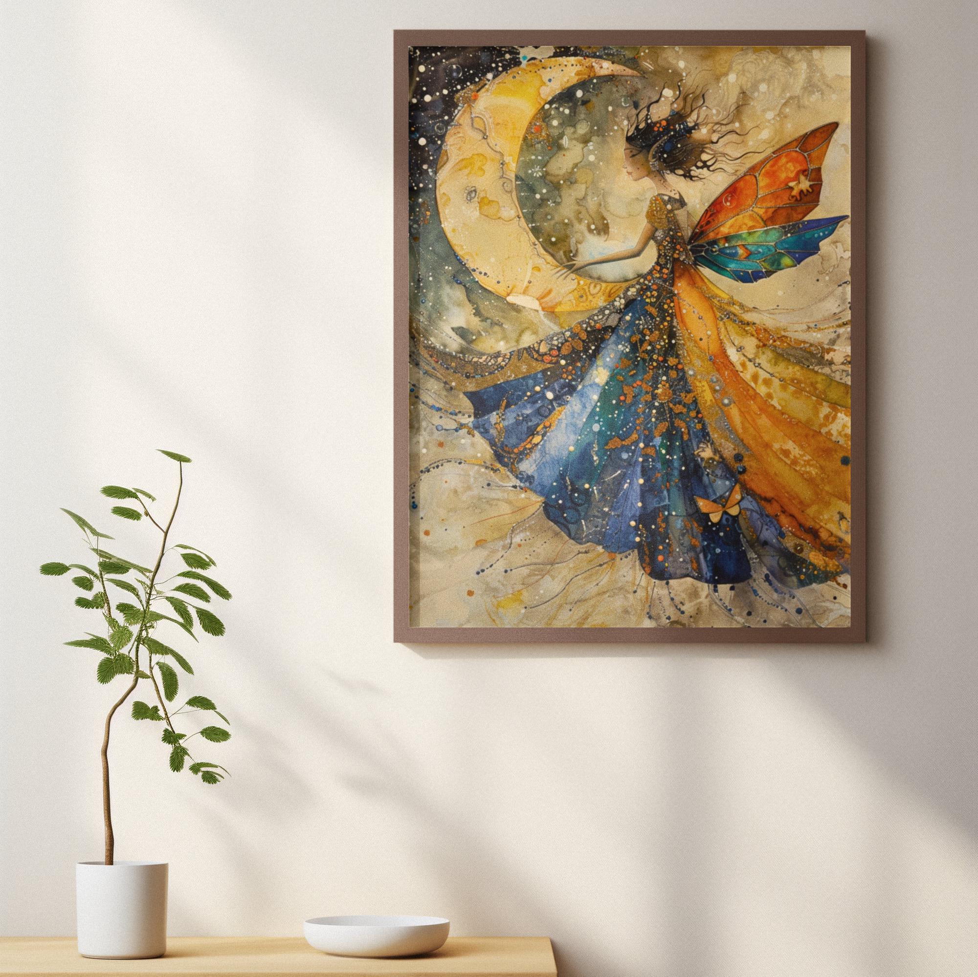 Moon Fairy III Print/poster. Watercolor Faerie Wall Art. Fantasy Decor ...