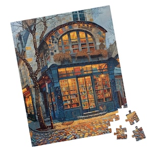 Book Shop - Jigsaw Puzzle. Great Gift for Birthdays, Paitents, and Nursing Homes. Impressionist Style. Tech-free Activity.