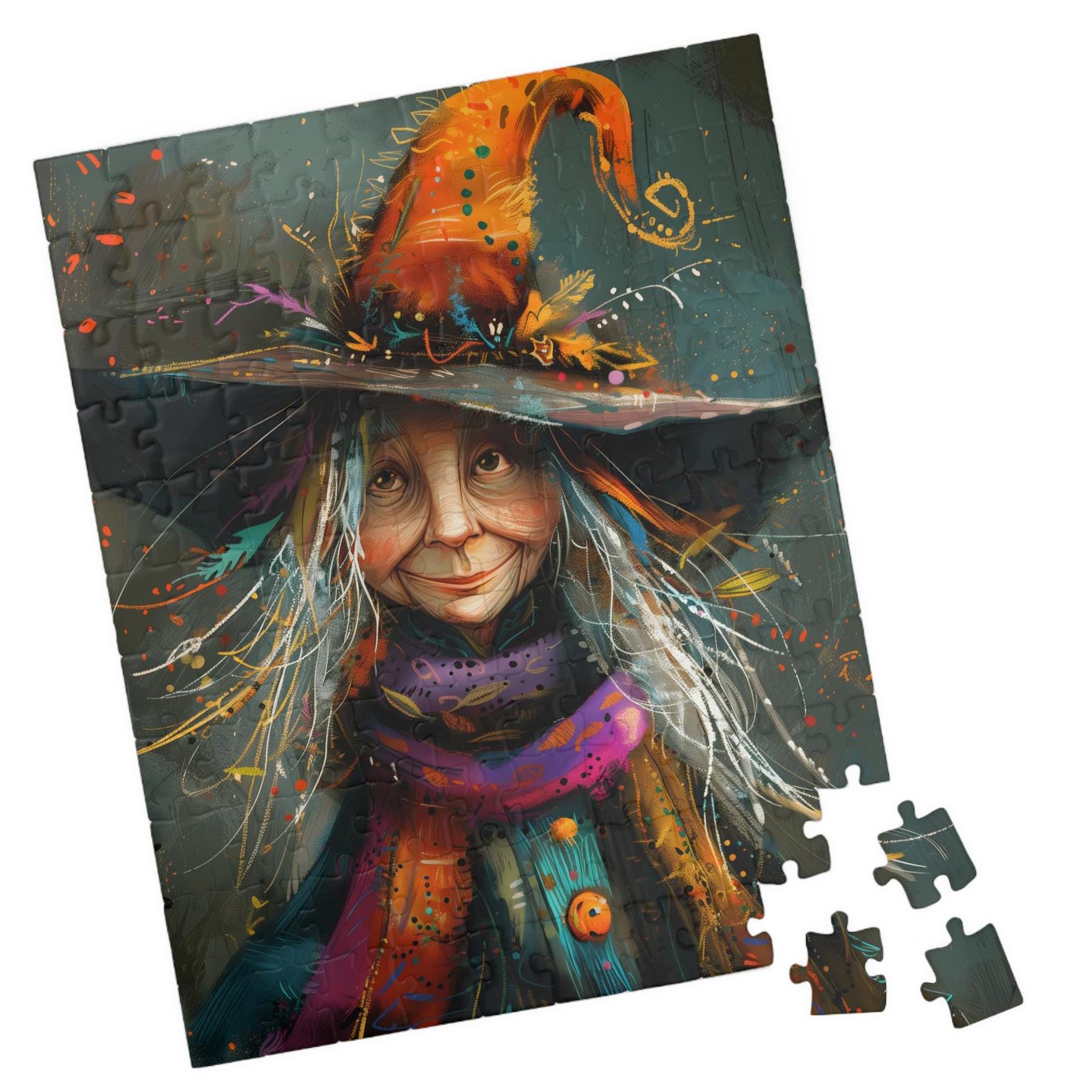 Stella - Folk Art Witch Jigsaw Puzzle. Gift for Witch Lovers