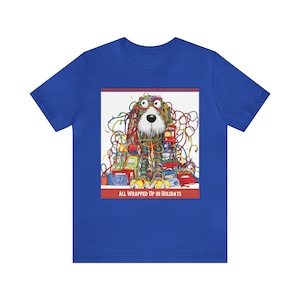 Funny Christmas Dogs T-Shirt: Tangled Doogy Holiday Novelty Shirt