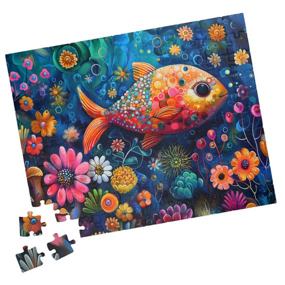 Whimsical Underwater Garden Puzzle. Brightly Colored Fantasy