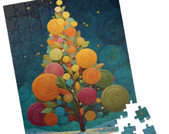 Vibrant Abstract Swirl Tree Art Puzzle, Colorful Fantasy Nature Jigsaw, Festive Holiday Gift for Kids, Adults, Get Well and Nuring Homes