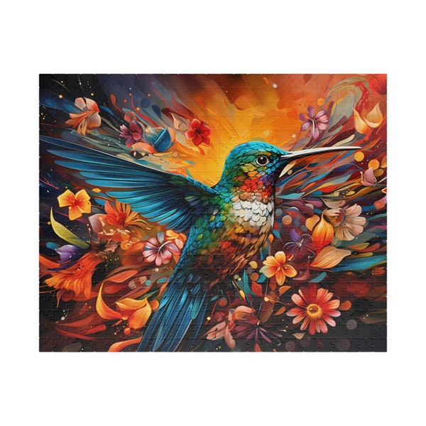 Hummingbird in Flight Puzzle. Colorful Fantasy Jigsaw. Relaxing for One. Fun Tech-free Activity. Birthday Gift. Great for Hospital Patients