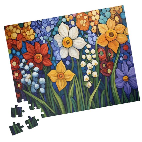 Spring Garden III Jigsaw. Expressionist Flower Art Puzzle. Gift