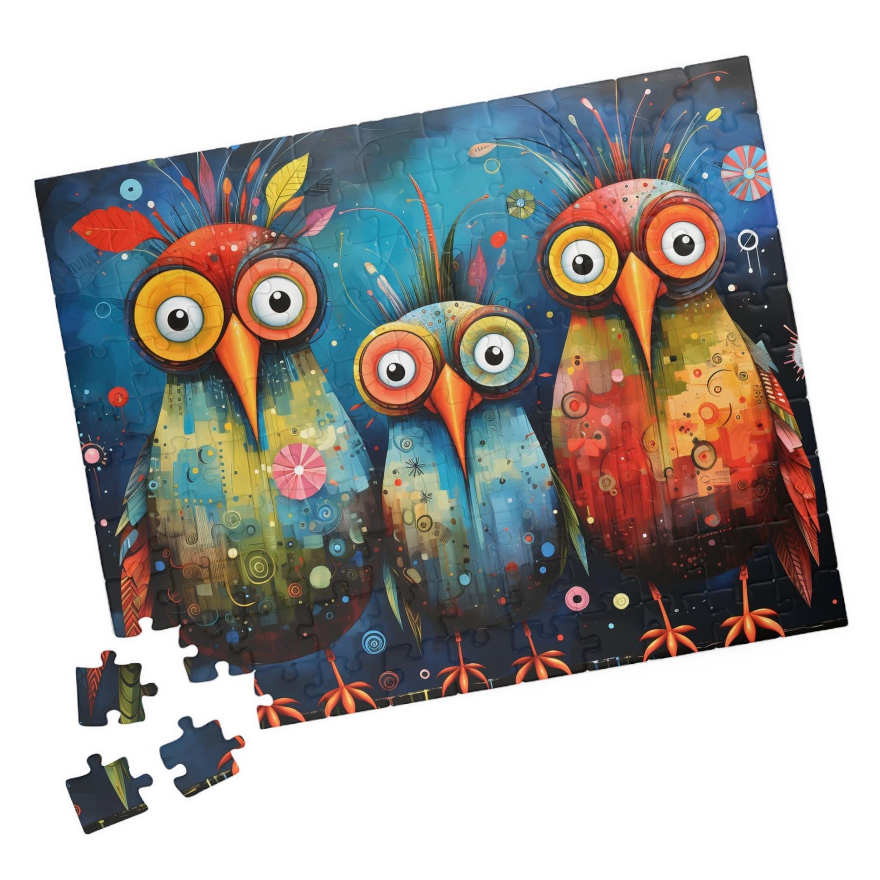 Colorful Owls Jigsaw Puzzle: Bohemian Family Fun