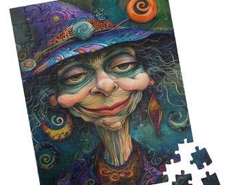 Wanda - Silly Witch Puzzle, Colorful Halloween Art Jigsaw, Gift for Halloween, Holidays, Birthdays, Get Well and Nursing Homes