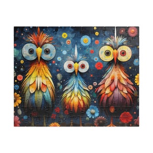 Silly Boho Birds Jigsaw. Contemporary Bohemian Puzzle. Tech-free Family Activity. Fun for Birthdays. Great Gift for Hospital Patients.