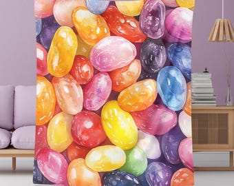 Aquarell Jelly Bean Decke: Weicher Plüsch Süßigkeit Überwurf