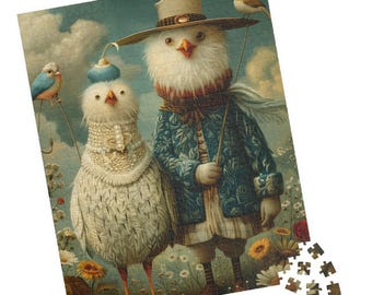 Whimsical Bird Couple Jigsaw Puzzle: Tech-Free Family Fun
