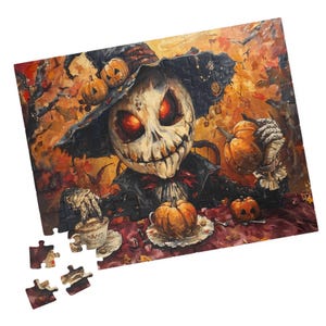 Mystical Creepy Halloween Puzzle. Witch/Skull/Pumpkin Jigsaw. Gift for Holidays, Birthdays, Get Well, and Nursing Homes. Tech-free Activity