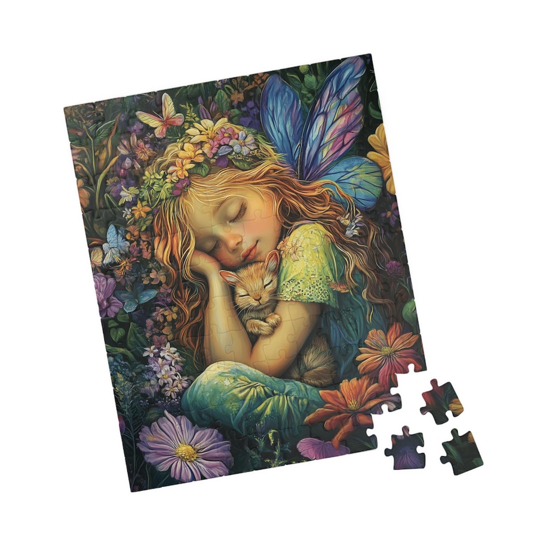 Fairy Sleeping in Flowers Jigsaw Puzzle: Colorful Fantasy