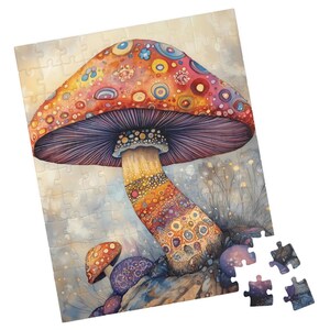 Multi Colored Mushroom Puzzle. Colorful Botanical Art Jigsaw. Gift for Holidays, Birthdays, Get Well and Nursing Homes. Tech-free Activity