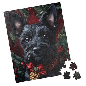 Black Christmas Schnauzer - Puzzle. Regalo per feste, compleanni, guarigioni e case di cura. Attività divertente senza tecnologia