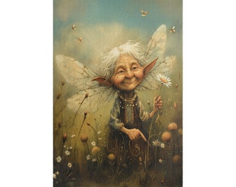 Fairy Grandmother Jigsaw Puzzle: Whimsical Elderly Fairy in Nature