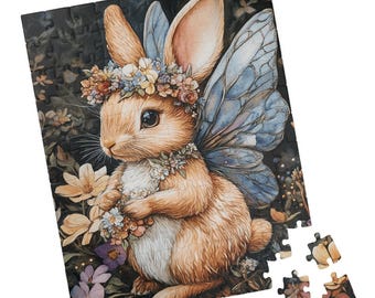 Fairy Bunny Jigsaw Puzzle: Spring Floral Crown, Animal Lovers Gift