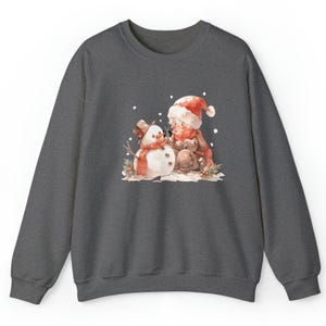 Little Snowman and Little Girl Classic Sweatshirt. Retro Festive Christmas Sweatshirts. Nostalgic Muted Vintage Style Winter Holiday Gift!