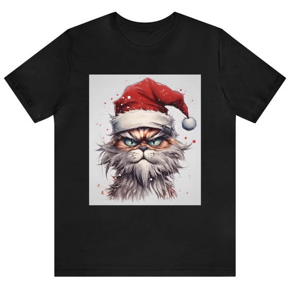 Grumpy Santa Cat Shirt, Funny Christmas Cat, Christmas Tee, Cat