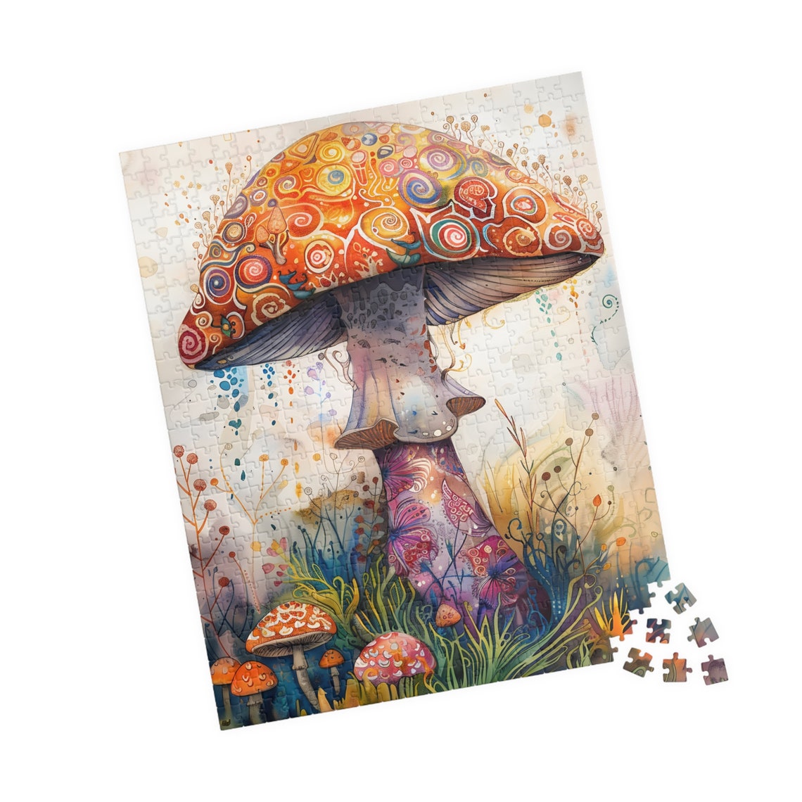 Magical Mushroom Watercolor Jigsaw Puzzle. Fun Techfree Family