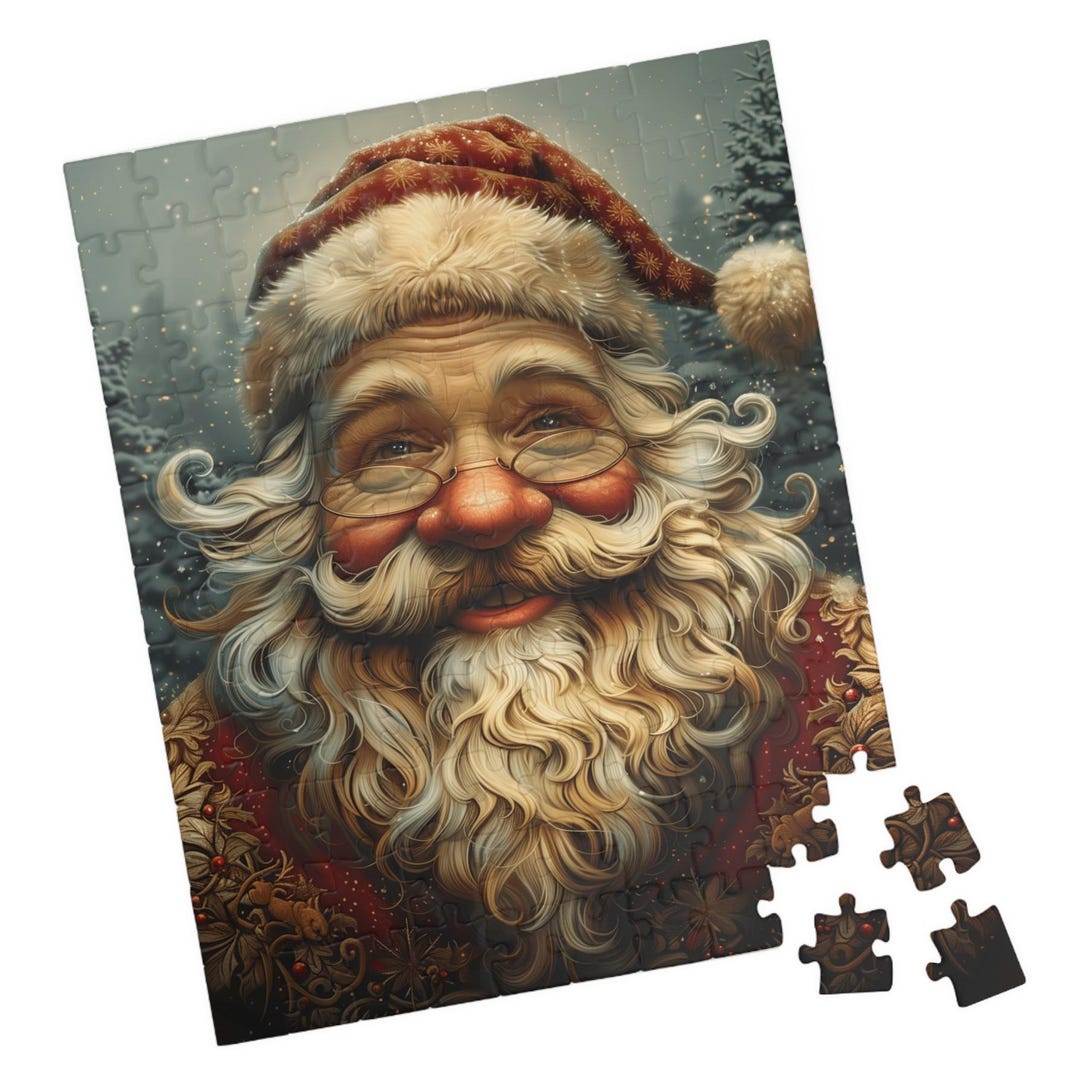 Jolly Santa Claus Jigsaw Puzzle Techfree Family Activity Etsy