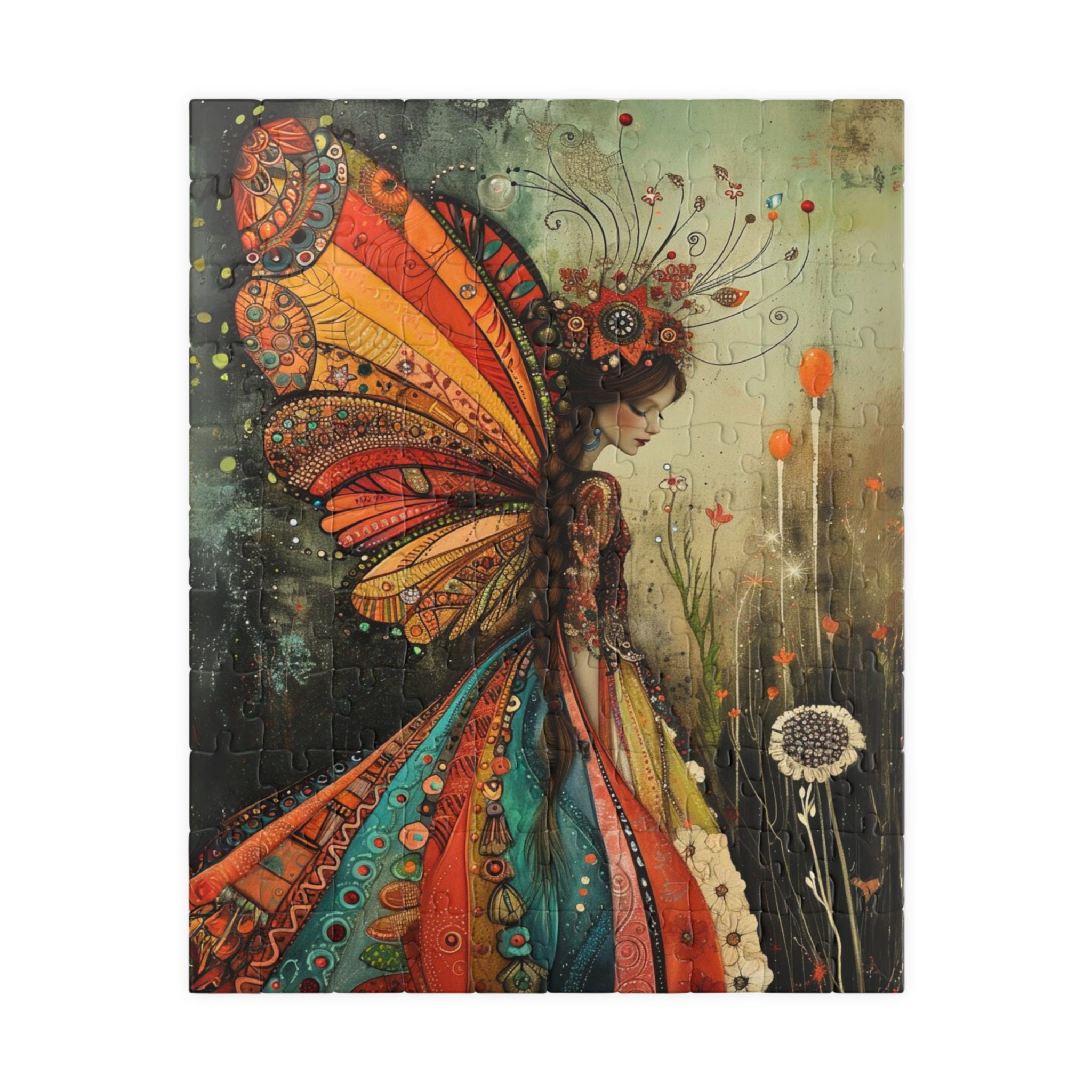 Fairy Princess Patchwork Illustration Puzzle. Folk Art/boho Faerie