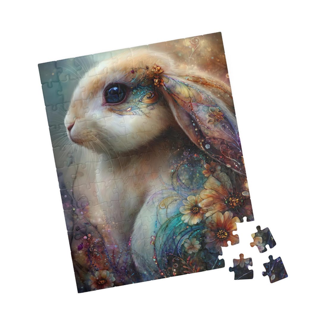Shop Puzzle Rabbit Enchanted Floral Rabbit Puzzle, Whimsical Fantasy Animal Art Jigsaw for ...